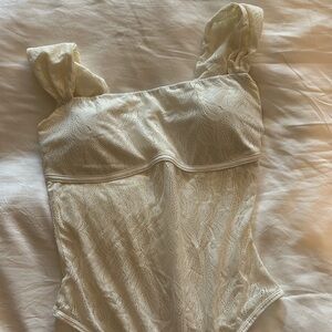 HALARA Cream Lace Shapewear Bodysuit